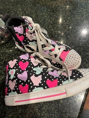 Skechers TWINkLE TOES girls heart high top sneakers light up shoes sz 3